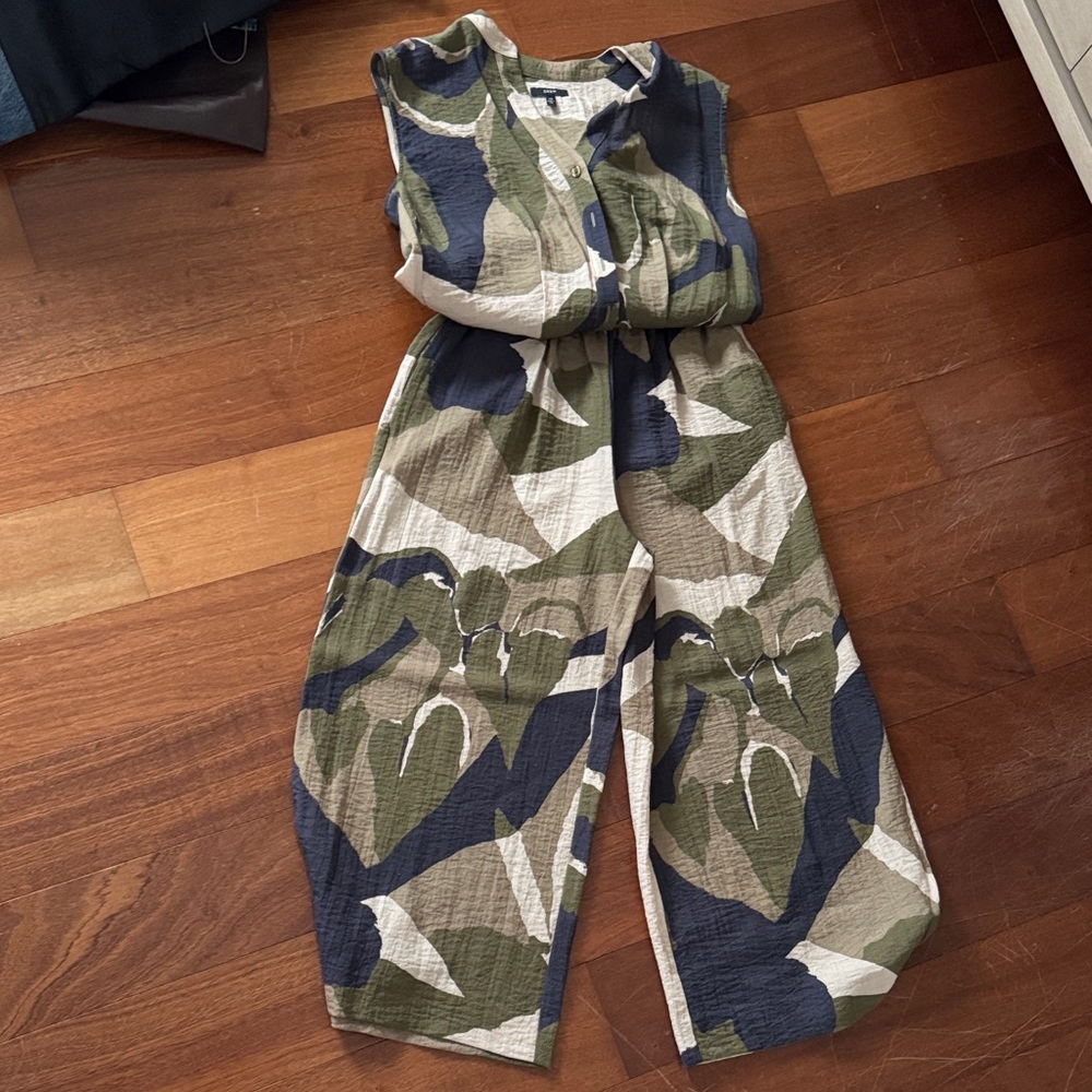 DREW Green and Blue Patterned Jumpsuit